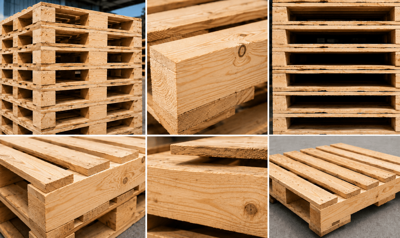 Stacked wooden pallets at Woody Doody Pallets