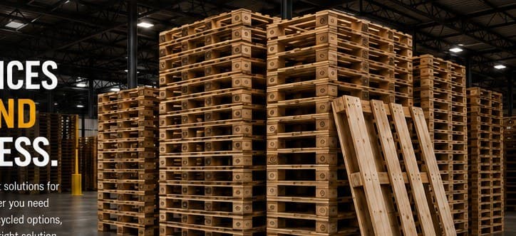 Stacked pallets in warehouse